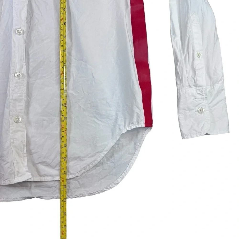 J. Crew Woman’s White Button Down Shirt with Red Accent Stripe